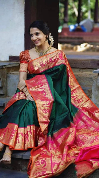 Charming Lichi Silk Saree with Rich Zari Weaving