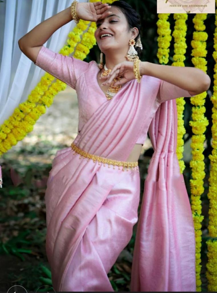 Fancy Party Wear Lichi Silk Saree with Beautiful Zari Art