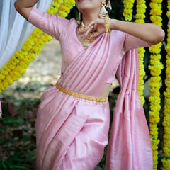 Fancy Party Wear Lichi Silk Saree with Beautiful Zari Art