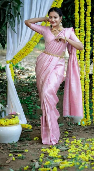 Fancy Party Wear Lichi Silk Saree with Beautiful Zari Art