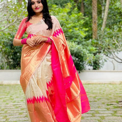 Luxurious Lichi Silk Saree with Exclusive Zari Weaving