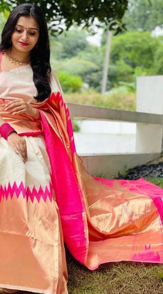 Luxurious Lichi Silk Saree with Exclusive Zari Weaving