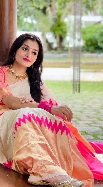 Luxurious Lichi Silk Saree with Exclusive Zari Weaving