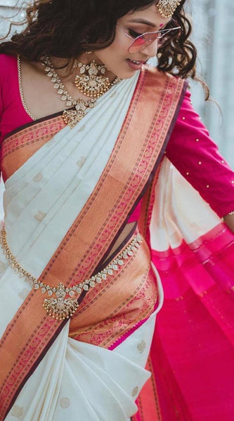 Glamorous Lichi Silk Saree with Stunning Zari Craftsmanship