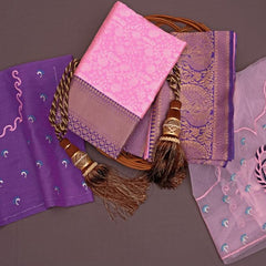 Pure Soft Lichi Silk Saree with All-Over Zari