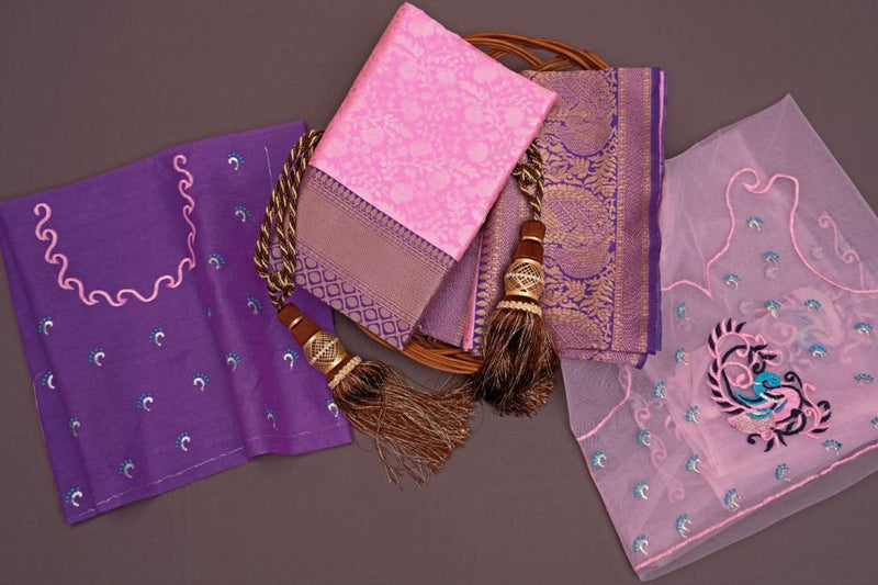 Pure Soft Lichi Silk Saree with All-Over Zari