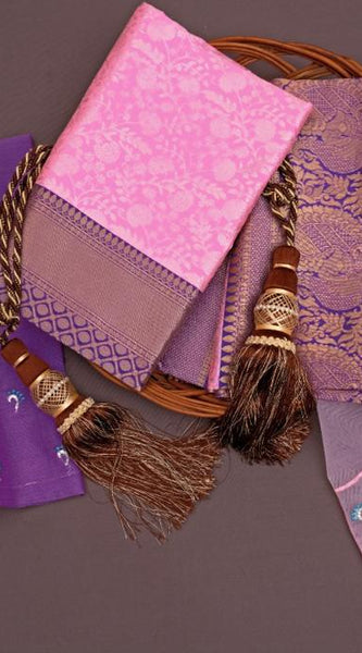 Pure Soft Lichi Silk Saree with All-Over Zari