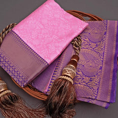 Pure Soft Lichi Silk Saree with All-Over Zari