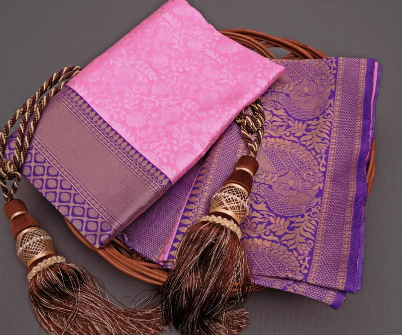 Pure Soft Lichi Silk Saree with All-Over Zari