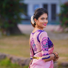 Pure Soft Lichi Silk Saree with All-Over Zari