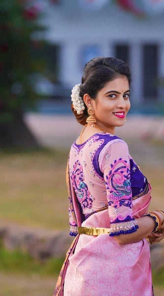 Pure Soft Lichi Silk Saree with All-Over Zari