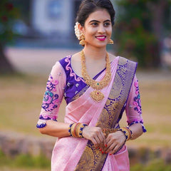 Pure Soft Lichi Silk Saree with All-Over Zari