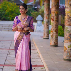 Pure Soft Lichi Silk Saree with All-Over Zari