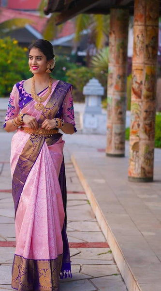 Pure Soft Lichi Silk Saree with All-Over Zari
