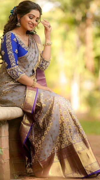Royal Designer Lichi Silk Saree with Fancy Zari Border