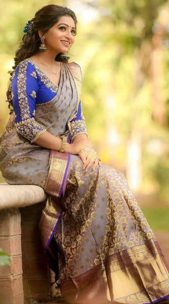 Royal Designer Lichi Silk Saree with Fancy Zari Border