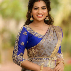 Royal Designer Lichi Silk Saree with Fancy Zari Border