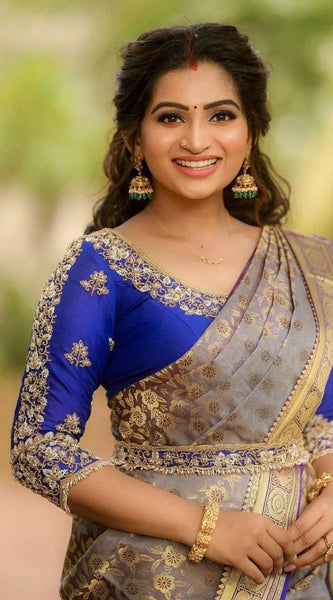 Royal Designer Lichi Silk Saree with Fancy Zari Border