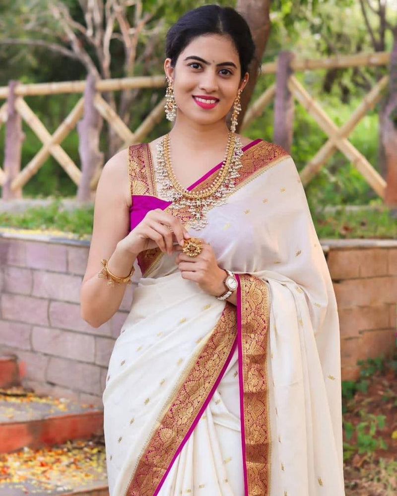 Gorgeous Bridal Lichi Silk Saree with Zari Embroidery