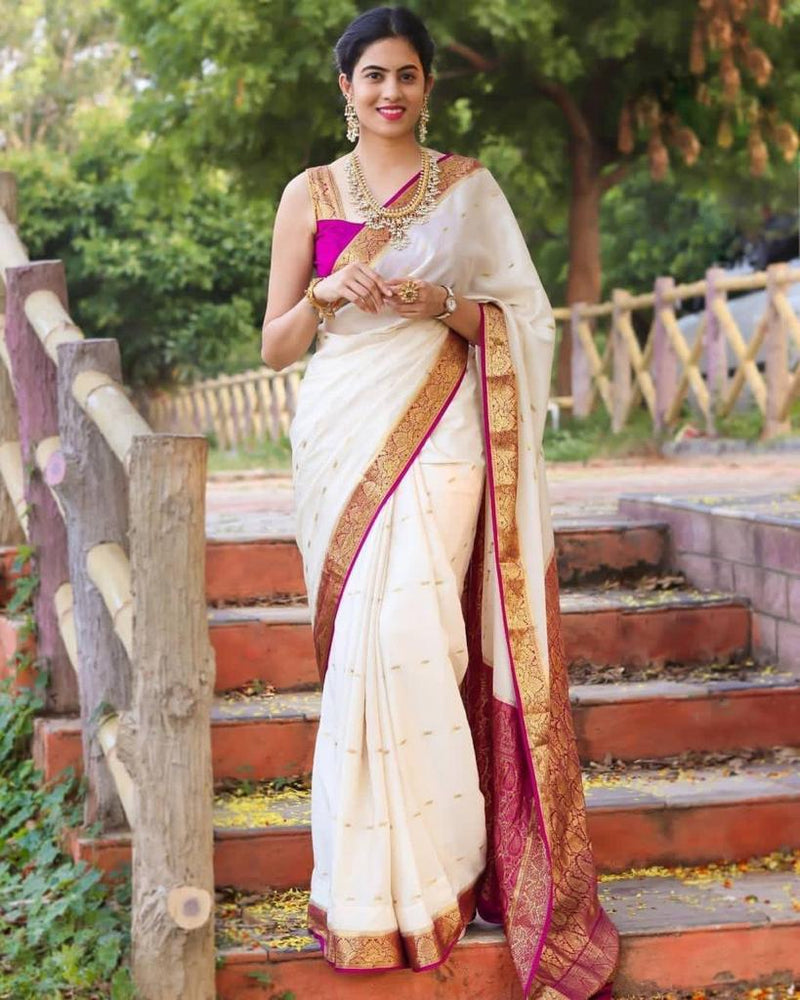 Gorgeous Bridal Lichi Silk Saree with Zari Embroidery