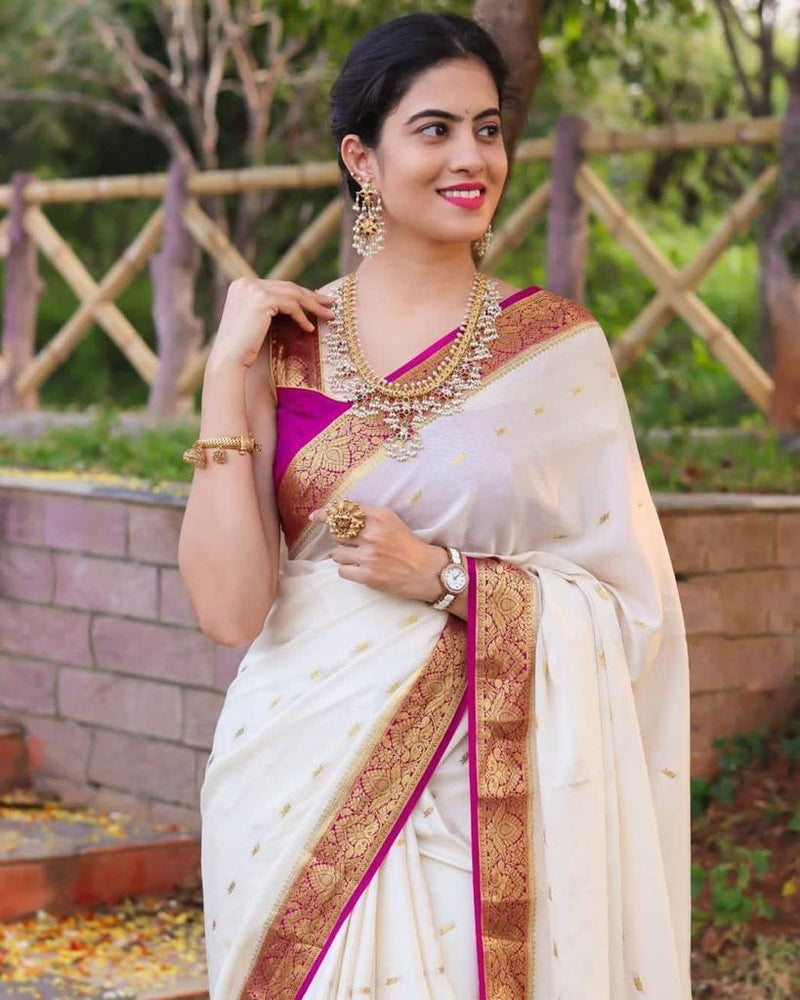 Gorgeous Bridal Lichi Silk Saree with Zari Embroidery