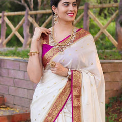 Gorgeous Bridal Lichi Silk Saree with Zari Embroidery