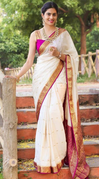 Gorgeous Bridal Lichi Silk Saree with Zari Embroidery