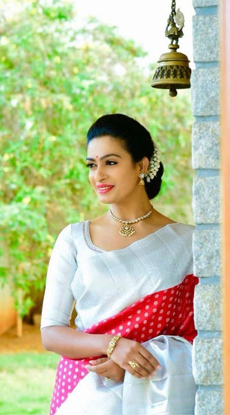 Premium Wedding Collection Lichi Silk Saree with Zari Work