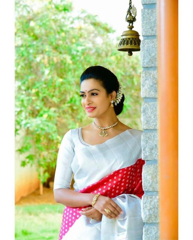 Premium Wedding Collection Lichi Silk Saree with Zari Work
