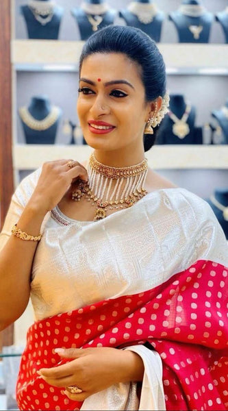 Premium Wedding Collection Lichi Silk Saree with Zari Work