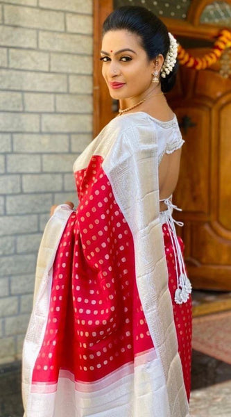 Premium Wedding Collection Lichi Silk Saree with Zari Work