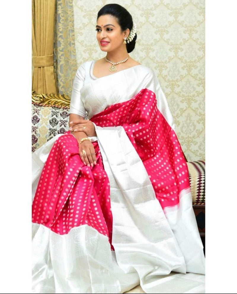 Premium Wedding Collection Lichi Silk Saree with Zari Work