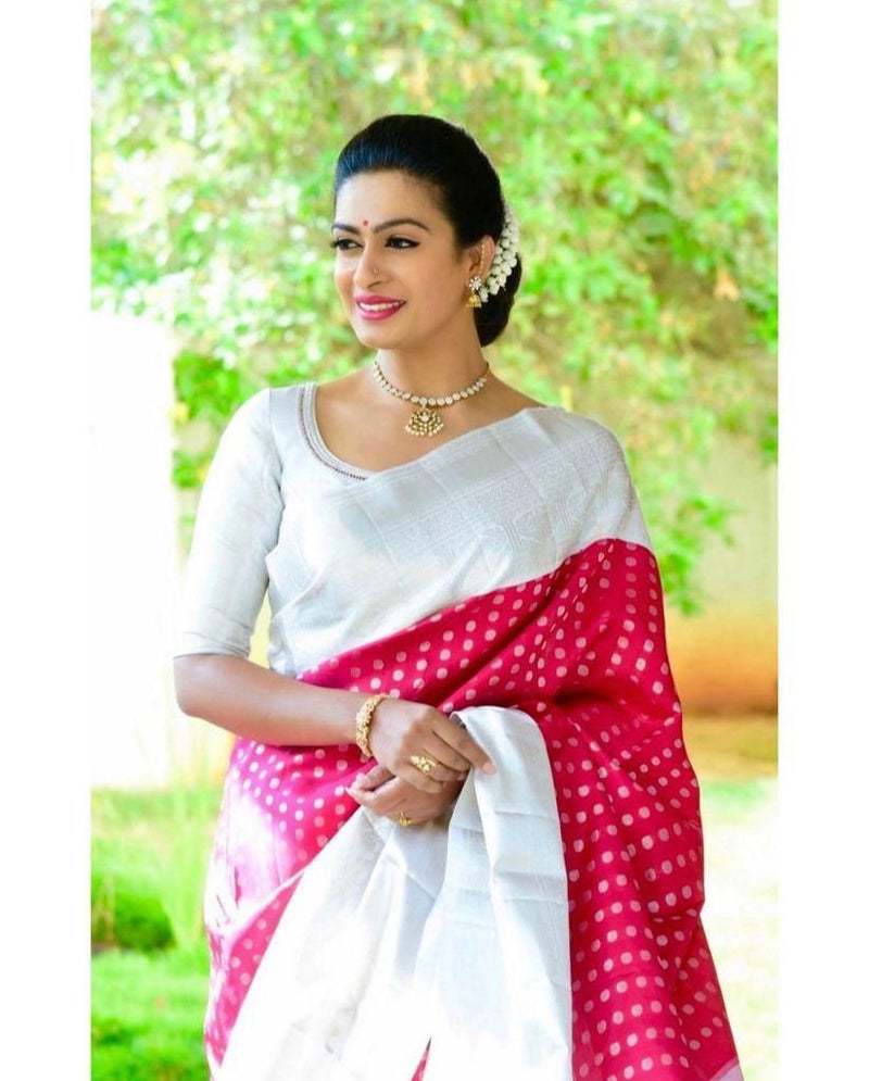 Premium Wedding Collection Lichi Silk Saree with Zari Work