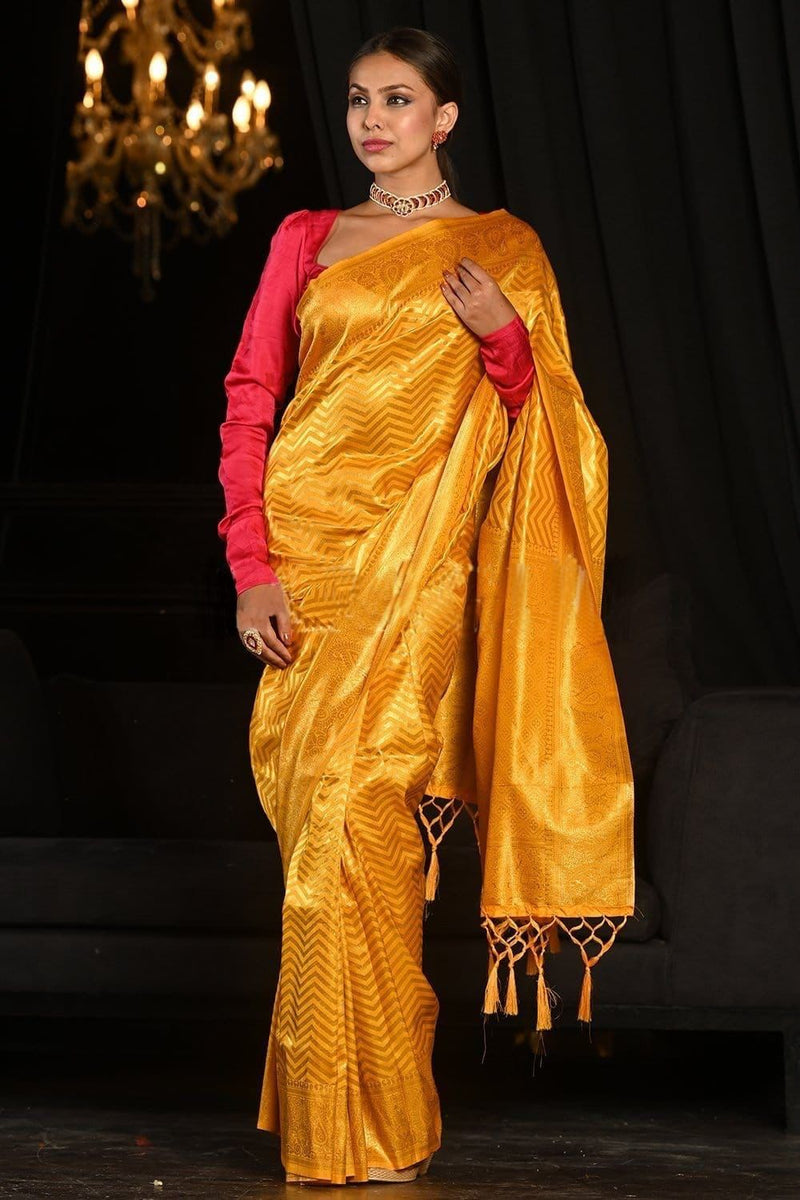 Bridal Wedding Wear Lichi Silk Saree with Heavy Zari
