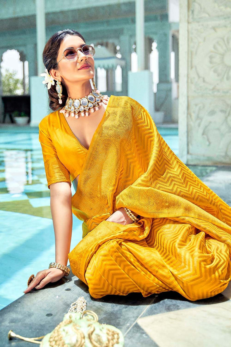 Bridal Wedding Wear Lichi Silk Saree with Heavy Zari