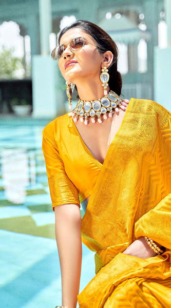 Bridal Wedding Wear Lichi Silk Saree with Heavy Zari
