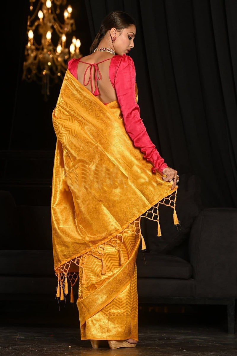 Bridal Wedding Wear Lichi Silk Saree with Heavy Zari