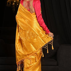 Bridal Wedding Wear Lichi Silk Saree with Heavy Zari