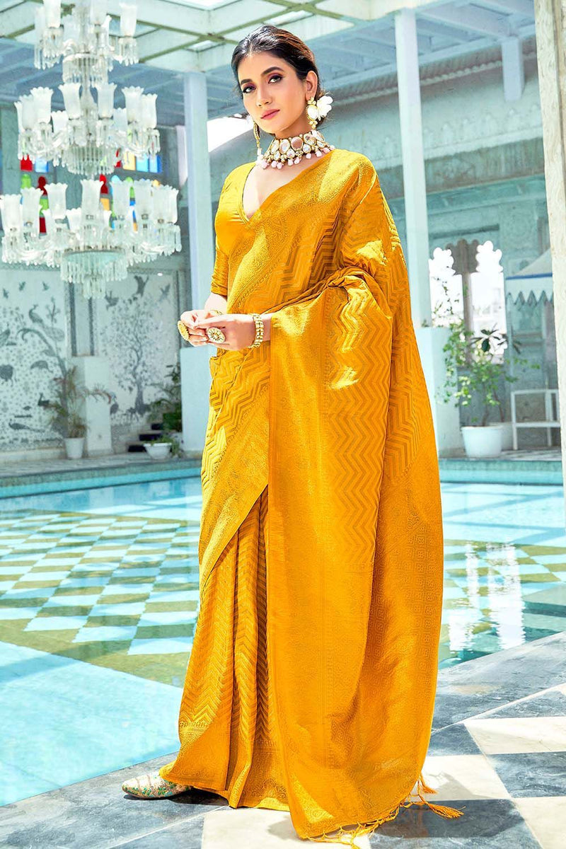 Bridal Wedding Wear Lichi Silk Saree with Heavy Zari