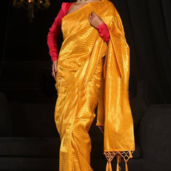 Bridal Wedding Wear Lichi Silk Saree with Heavy Zari