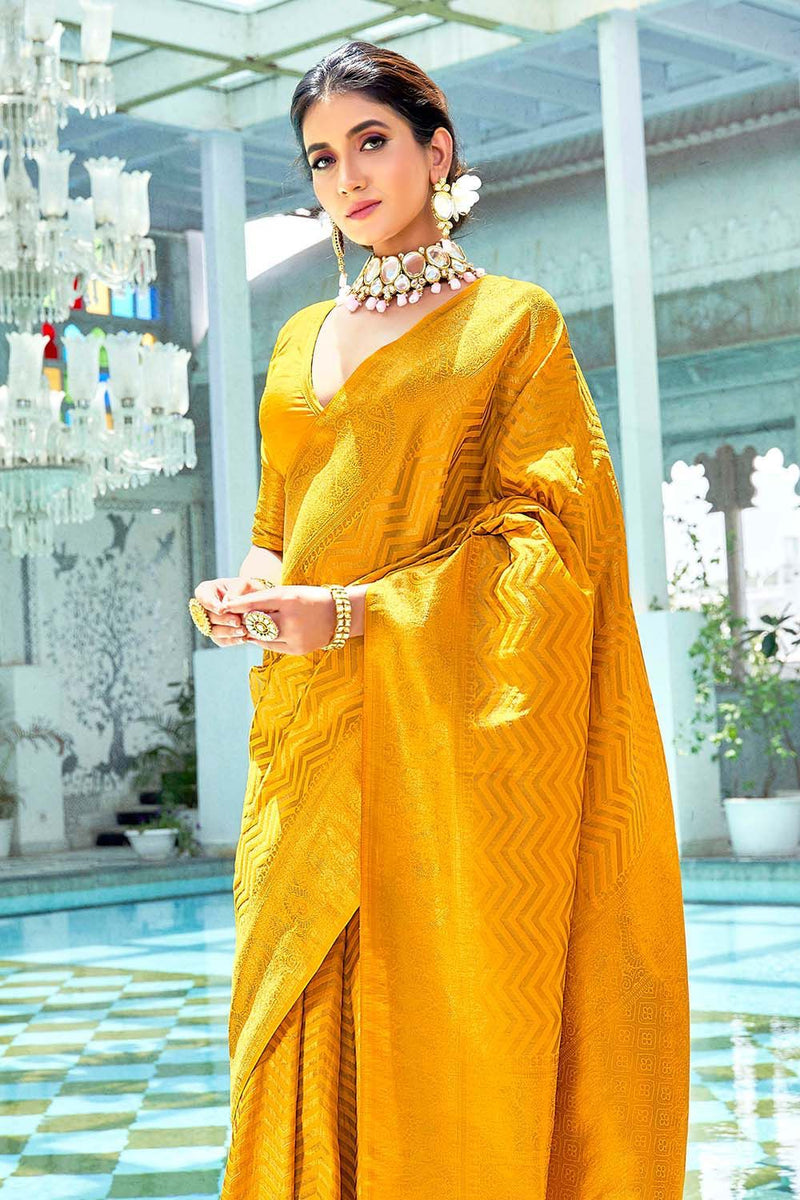 Bridal Wedding Wear Lichi Silk Saree with Heavy Zari