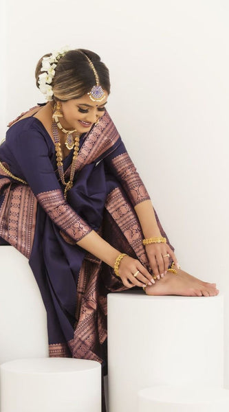 Luxurious Soft Lichi Silk Saree with Traditional Zari Art