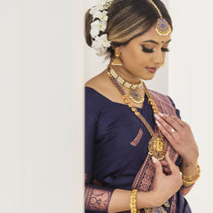 Luxurious Soft Lichi Silk Saree with Traditional Zari Art