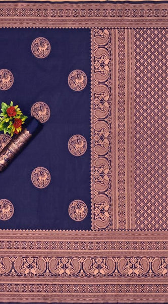 Luxurious Soft Lichi Silk Saree with Traditional Zari Art