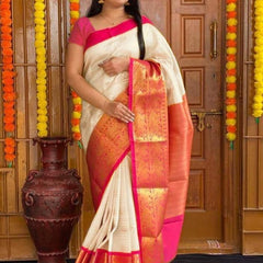 Affordable Festive Wear Lichi Silk Saree with Exclusive ZariPink