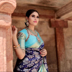 Timeless Beauty Lichi Silk Saree with Elegant Zari Border