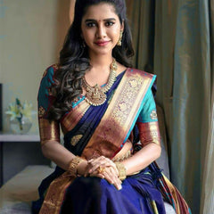 Designer Lichi Silk Saree with Exquisite Zari Detailing