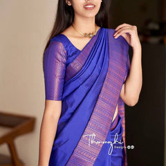 Stunning Ethnic Wear Lichi Silk Saree with Premium Zari Blue