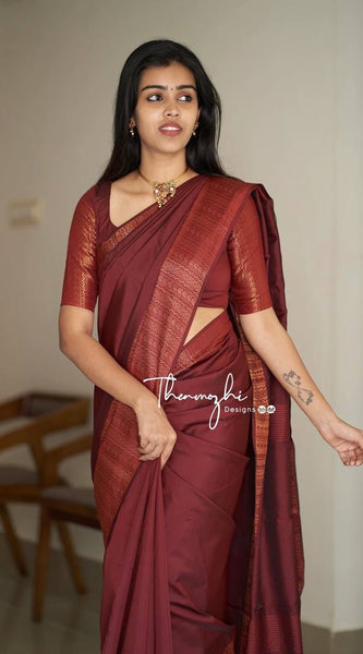 Stunning Ethnic Wear Lichi Silk Saree with Premium Zari Marron