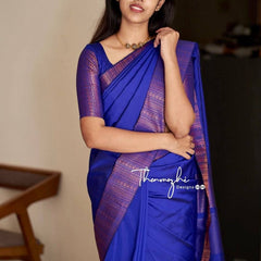 Stunning Ethnic Wear Lichi Silk Saree with Premium Zari Blue